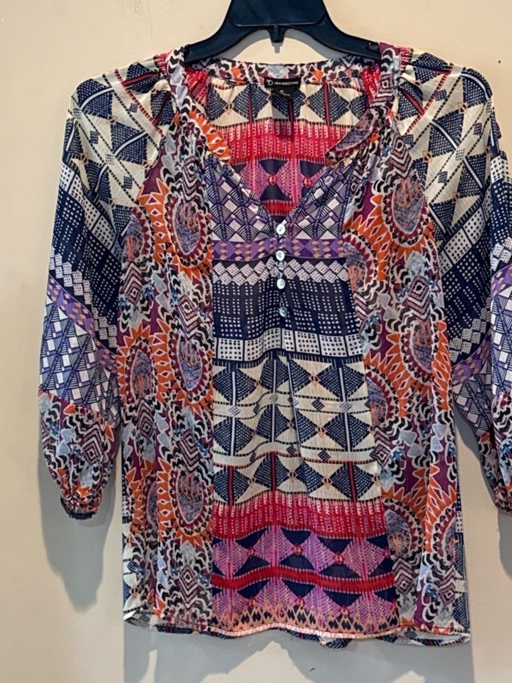 new directions Multicolor Geometric & Paisley Henley Tunic
